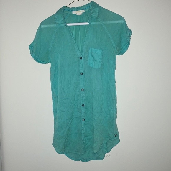Turquoise gauze button down - Picture 1 of 1